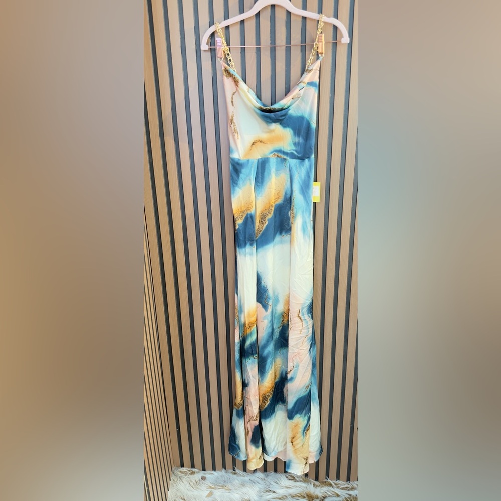 NWT LUXXEL Elegant‎ Multicolor Maxi Dress SZ S - Picture 2 of 13